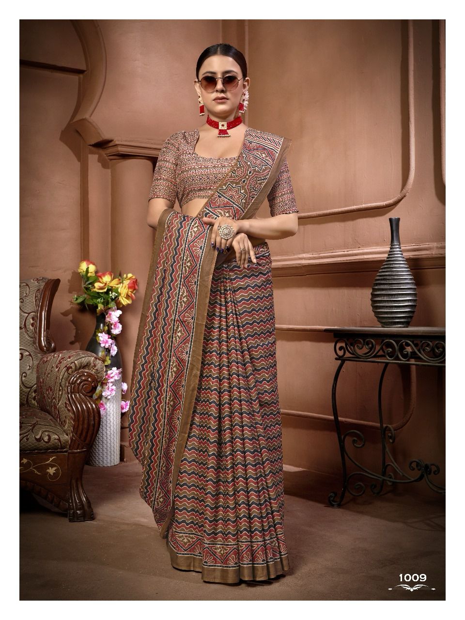 Smc Ajarakh Block Printed Cotton Daily Wear Sarees Wholesale Market In Surat

